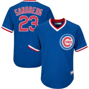 Mens Chicago Cubs Ryne Sandberg Royal Road Cooperstown Collection Player Jersey