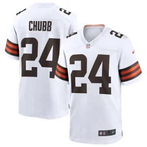 Mens Cleveland Browns Nick Chubb Nike White Game Jersey