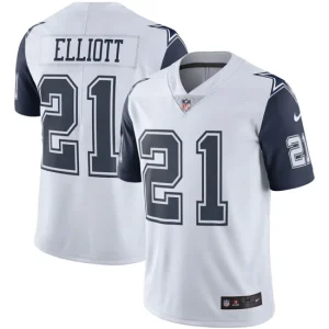 Mens Dallas Cowboys Ezekiel Elliott White Nike Color Rush Vapor Limited Jersey