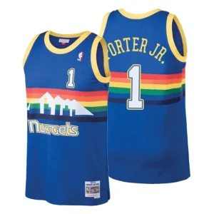 Mens Denver Nuggets 1 Michael Porter Jr. Blue Hardwood Classics Swingman Jersey