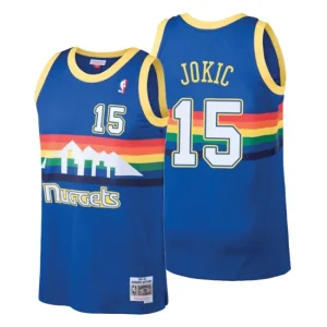 Mens Denver Nuggets 15 Nikola Jokic Blue Hardwood Classics Swingman Jersey