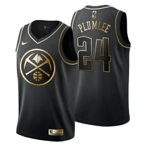 Mens Denver Nuggets 24 Mason Plumlee Golden Edition Black Fashion Jersey