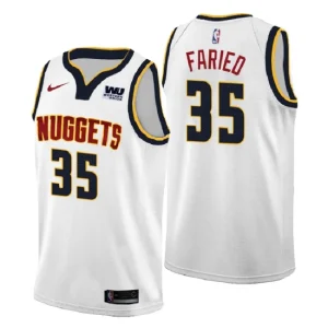 Mens Denver Nuggets 35 Kenneth Faried Association White Swingman Jersey