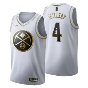 Mens Denver Nuggets 4 Paul Millsap Golden Edition White Fashion Jersey