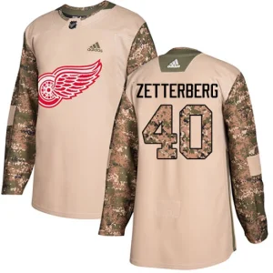 Mens Detroit Red Wings Henrik Zetterberg 40 VAuthentic Camo eterans Day Practice