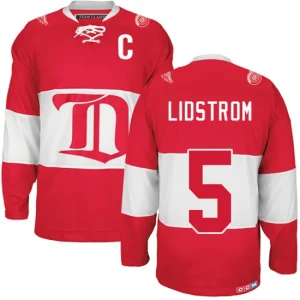 Mens Detroit Red Wings Nicklas Lidstrom 5 Authentic Throwback Red CCM Winter Classic