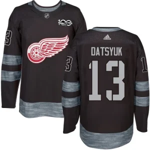 Mens Detroit Red Wings Pavel Datsyuk 13 Authentic Black 1917-2017 100th Anniversary