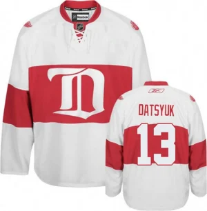 Mens Detroit Red Wings Pavel Datsyuk 13 Reebok White Third Winter Classic