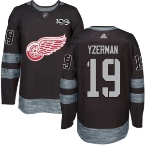 Mens Detroit Red Wings Steve Yzerman 19 Authentic Black 1917-2017 100th Anniversary