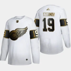 Mens Detroit Red Wings Steve Yzerman 19 Golden Edition White Retired Authentic