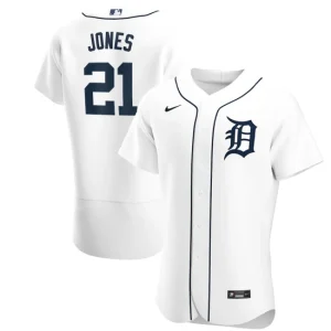 Mens Detroit Tigers Jacoby Jones Nike White Home Player Jersey