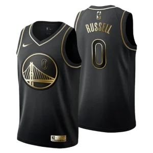 Mens Golden State Warriors 0 DAngelo Russell Golden Edition Black Fashion Jersey