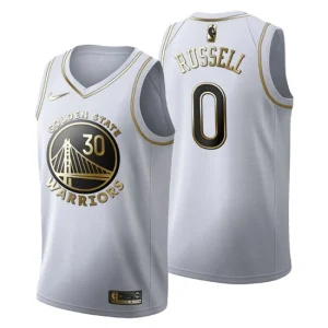 Mens Golden State Warriors 0 DAngelo Russell Golden Edition White Fashion Jersey