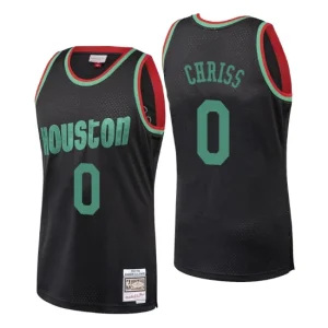 Mens Houston Rockets 0 Marquese Chriss Black Hardwood Classics Christmas Jersey