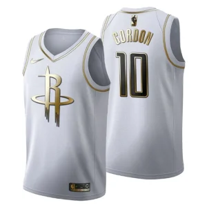 Mens Houston Rockets 10 Eric Gordon Golden Edition White Fashion Jersey