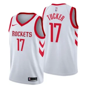 Mens Houston Rockets 17 P.J. Tucker Association White Swingman Jersey