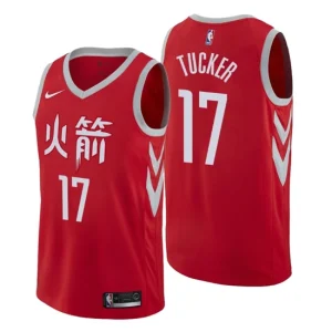 Mens Houston Rockets 17 P.J. Tucker City Red Swingman Jersey