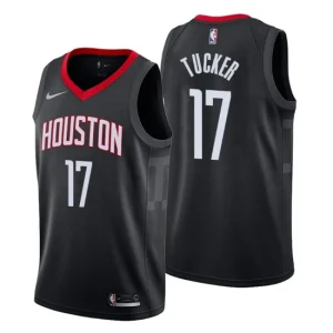 Mens Houston Rockets 17 P.J. Tucker Statement Black Swingman Jersey