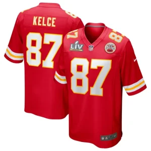 Mens Kansas City Chiefs Travis Kelce Nike Red Super Bowl LV Bound Game Jersey