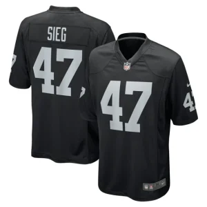 Mens Las Vegas Raiders Trent Sieg Nike Black Game Jersey