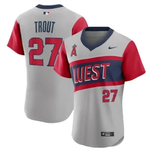 Mens Los Angeles Angels Mike Trout Nike Gray 2021 Little League Classic Road Player Jersey