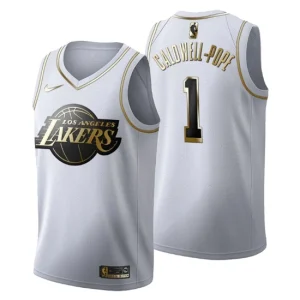 Mens Los Angeles Lakers 1 Kentavious Caldwell-Pope Golden Edition White Fashion Jersey