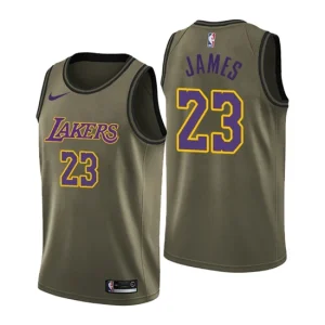 Mens Los Angeles Lakers 23 LeBron James Black Camo Military Swingman Jersey