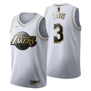 Mens Los Angeles Lakers 3 Anthony Davis Golden Edition White Fashion Jersey