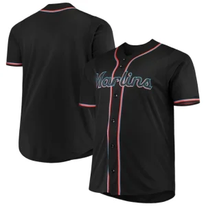 Mens Miami Marlins Majestic Black Big & Tall Alternate Team Jersey