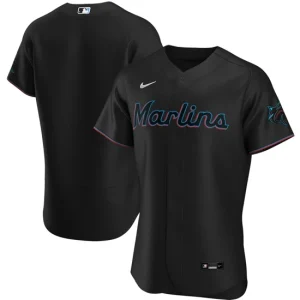 Mens Miami Marlins Nike Black Alternate Team Jersey