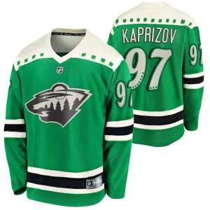 Mens Minnesota Wild Kirill kaprizov 97 2021 St. Patricks Day Green Player