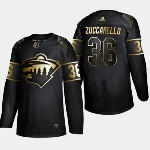 Mens Minnesota Wild Mats Zuccarello 36 Golden Edition Authentic Black