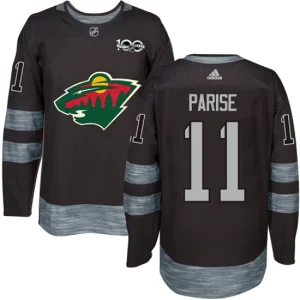 Mens Minnesota Wild Zach Parise 11 Authentic Black 1917-2017 100th Anniversary