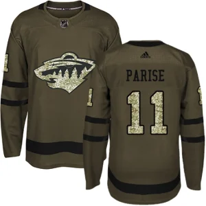 Mens Minnesota Wild Zach Parise 11 Authentic Green Salute to Service