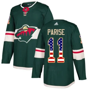 Mens Minnesota Wild Zach Parise 11 Authentic Green USA Flag Fashion