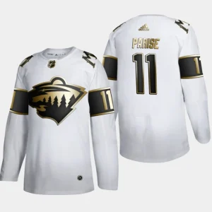 Mens Minnesota Wild Zach Parise 11 Golden Edition White Authentic