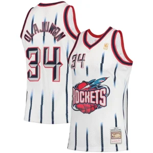 Mens Mitchell & Ness Hakeem Olajuwon White Houston Rockets 1996-97 Hardwood Classics Swingman Jersey