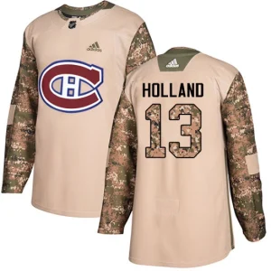 Mens Montreal Canadiens Peter Holland 13 Authentic Camo Veterans Day Practice