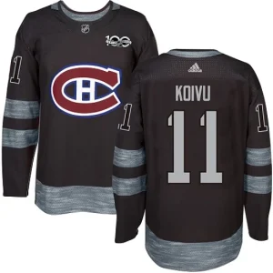 Mens Montreal Canadiens Saku Koivu 11 Authentic Black 1917-2017 100th Anniversary