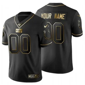 Mens NFL Indianapolis Colts Custom Nike Black Golden Edition Sewn