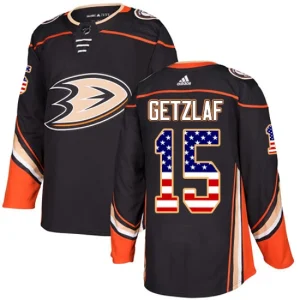 Mens NHL Anaheim Ducks Ryan Getzlaf 15 Black USA Flag Fashion