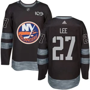 Mens NHL New York Islanders Anders Lee 27 1917-2017 100th Anniversary Black Authentic