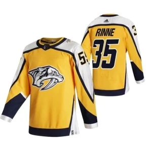 Mens Nashville Predators Pekka Rinne 35 2022 Reverse Retro Yellow Authentic