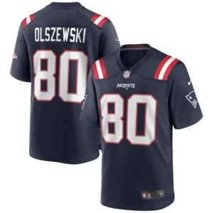 Mens New England Patriots Gunner Olszewski Nike Navy Game Jersey