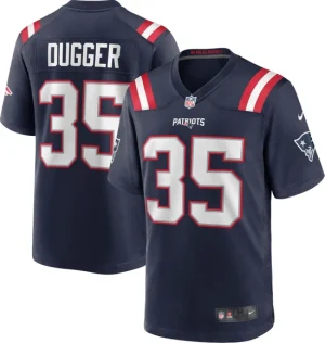 Mens New England Patriots Kyle Dugger Nike Navy Game Player Jersey