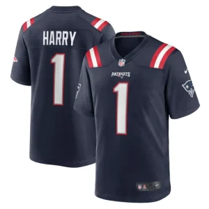 Mens New England Patriots NKeal Harry Nike Navy Game Player Jersey