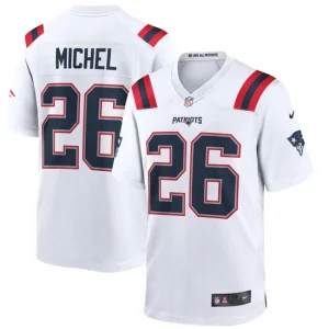 Mens New England Patriots Sony Michel Nike White Game Jersey