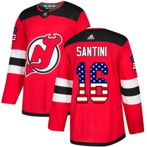 Mens New Jersey Devils Steve Santini 16 Authentic Red USA Flag Fashion