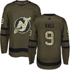 Mens New Jersey Devils Taylor Hall 9 Camo Green Authentic