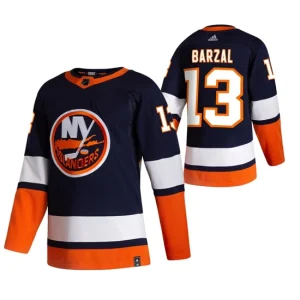 Mens New York Islanders mathew barzal 13 2021 Reverse Retro Special Edition Authentic Blue